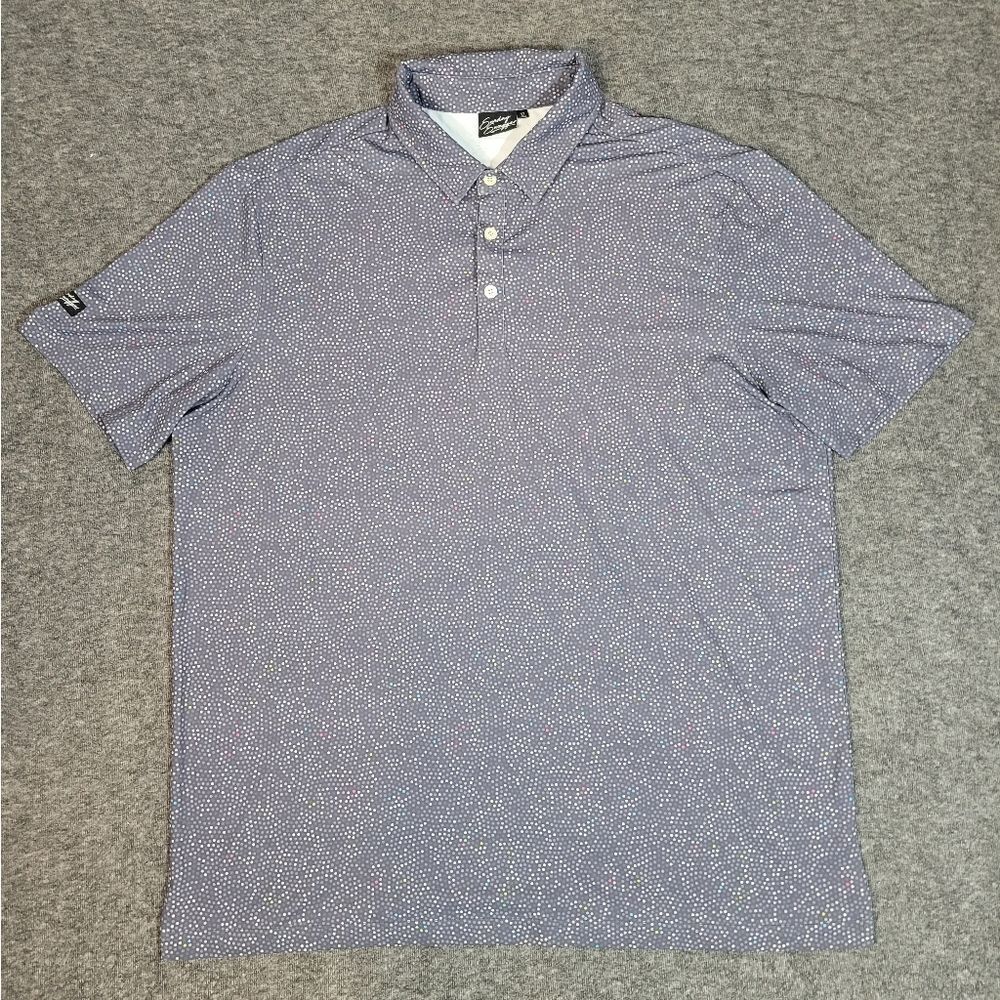 Sunday Swagger Mens Golf Polo Shirt Size XL Gray Dots Performance Short Sleeve
